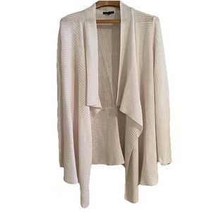 Eileen Fisher Cascading Open Front Cardigan Sweater Women's L Minimalist